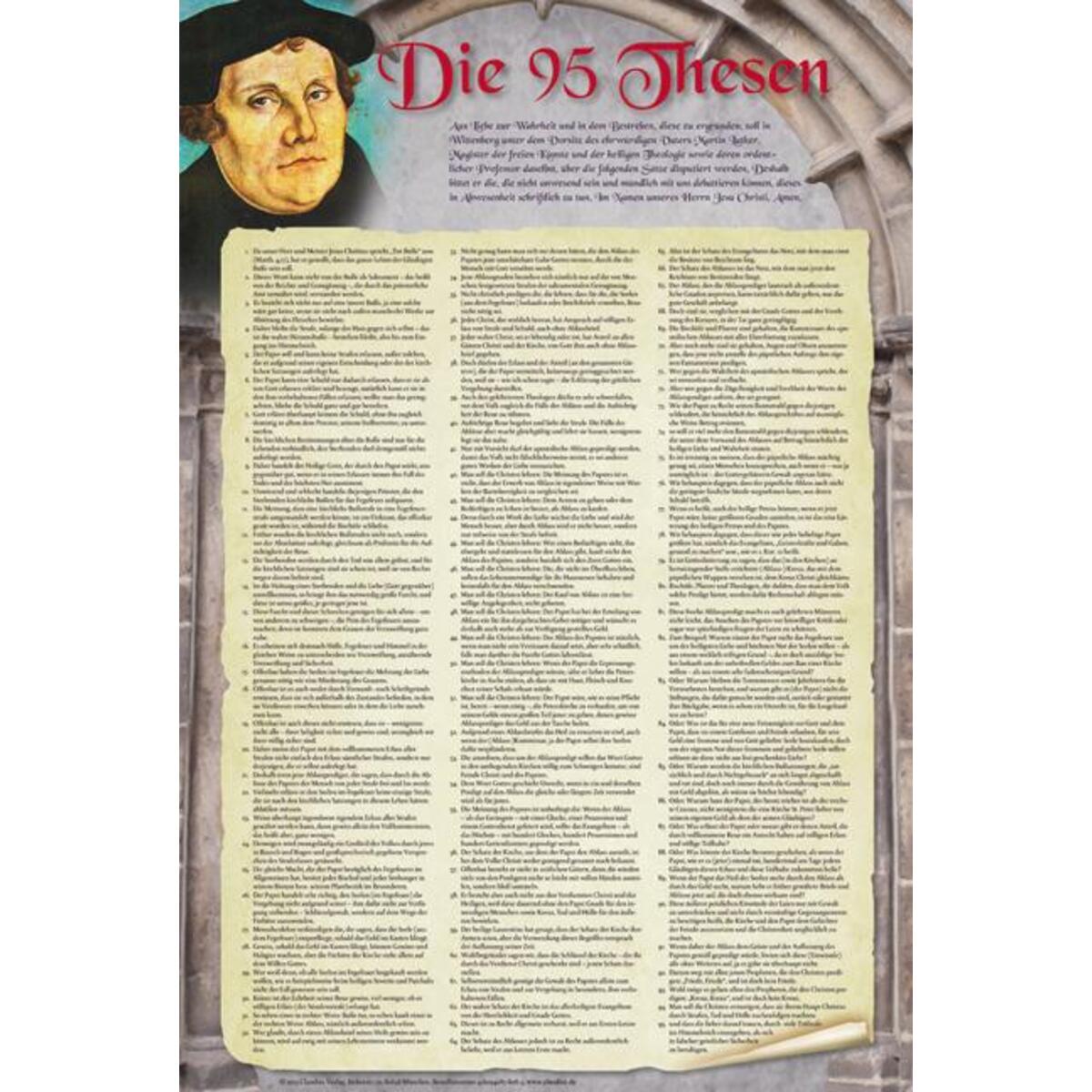 Poster »Die 95 Thesen nach Martin Luther« von Claudius Verlag GmbH
