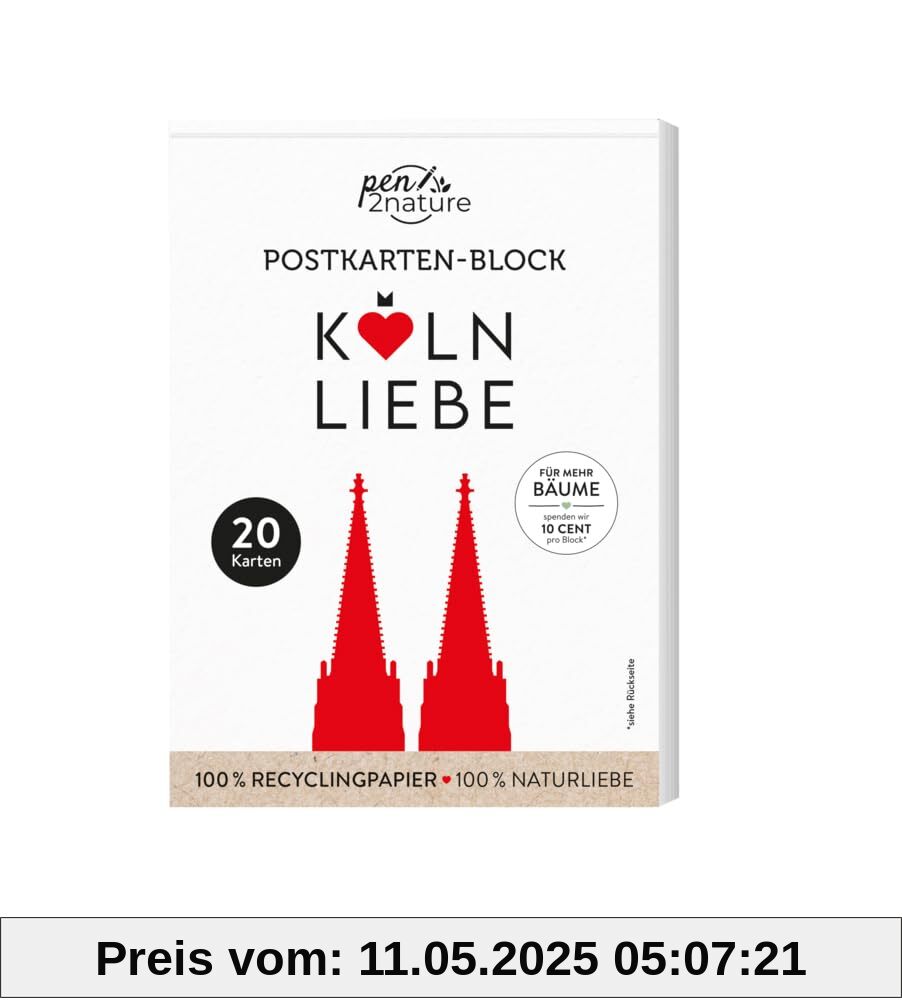 Postkartenblock Köln-Liebe: 20 liebevoll gestaltete Köln-Postkarten auf 100% Recycling-Papier Postkartenblock Köln-Liebe: 20 liebevoll gestaltete Köln-Postkarten auf 100% Recycling-Papier
