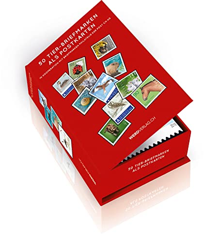 Postkartenbox 50 Tier-Briefmarken als Postkarten: In Kooperation mit Briefmarken Philatelie der Post CH AG