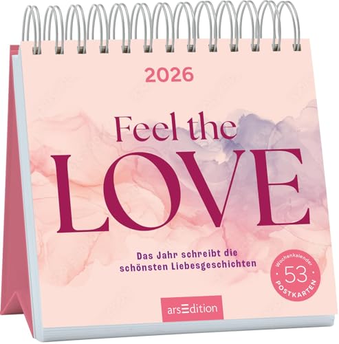 Postkartenkalender Feel the love 2026: Das Jahr schreibt die schönsten Liebesgeschichten | Wochenkalender 2026, 53 Postkarten für Momente voller Liebe von arsEdition GmbH