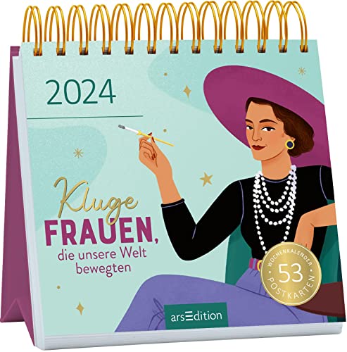 Postkartenkalender Kluge Frauen, die unsere Welt bewegten 2024: Wochenkalender 2024, 53 Postkarten mit Zitaten von starken Frauen von Ars Edition