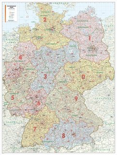 Postleitzahlenkarte Deutschland als Poster von INTERKART Landkarten & Globen
