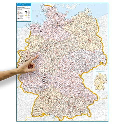 Postleitzahlenkarte Deutschland als Poster: 1:700.000, Format 98 x 138cm, einseitig laminiert