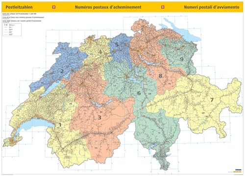Kümmerly+Frey Schweiz, Postleitzahlenkarte Poster 1:260.000: Mit sämtlichen PLZ der Schweiz (Kümmerly+Frey Thematische Karten)
