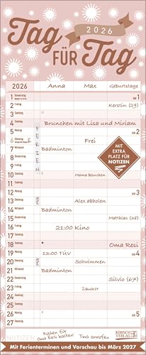 Premium Familientimer Tag für Tag 2026: Familienplaner mit 3 breiten Spalten. Edler Familienkalender mit Metallic Glanz und Folienprägung. Mit ... Vorschau bis März 2027. Format 19 x 46 cm. von Korsch Verlag