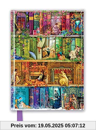 Premium Notizbuch DIN A5: Aimee Stewart, Bücherregal Carpe Diem: Unser hochwertiges, liniertes Blankbook mit festem, künstlerisch geprägtem Einband ... Notizbuch DIN A 5 mit Magnetverschluss)
