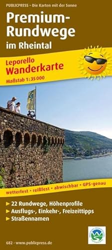 Premium-Rundwege im Rheintal: Leporello Wanderkarte mit Ausflugszielen, Einkehr- & Freizeittipps, wetterfest, reißfest, abwischbar, GPS-genau. 1:35000 (Leporello Wanderkarte: LEP-WK) von Publicpress
