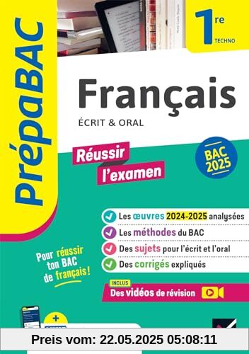 Prépabac Français 1re technologique - Bac de français 2025 (écrit & oral): avec les oeuvres au programme 2024-2025