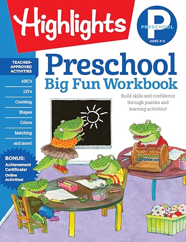 Preschool Big Fun Workbook: 256-Pages of Language Arts, Math and Shapes Practice, Puzzles and Preschool Activities (Highlights Big Fun Activity Workbooks)