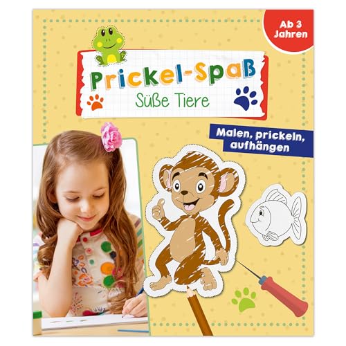 Prickel-Spaß - Süße Tiere: malen, prickeln, aufhängen, Bastelblock für Kinder ab 3 Jahre, für Kindergartenkinder von Lingen Verlag