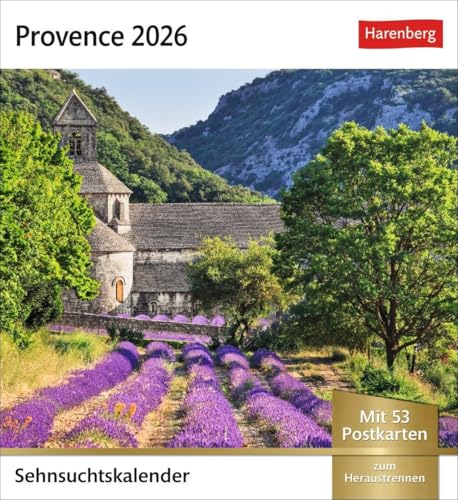 Provence Sehnsuchtskalender 2026 - Wochenkalender mit 53 Postkarten: Foto-Kalender zum Aufstellen, mit 53 Postkarten zum Sammeln und verschicken. ... 2026. Auch zum Aufhängen (Postkartenkalender) von Harenberg