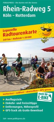 PublicPress Leporello Radtourenkarte Rhein-Radweg 5 Köln - Rotterdam von Freytag-Berndt u. Artaria / PUBLICPRESS