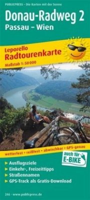 PublicPress Radwanderkarte Donau-Radweg. Passau - Wien. Leporello von Freytag-Berndt u. Artaria / PUBLICPRESS