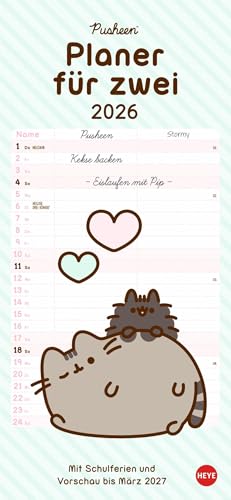 Pusheen Planer für zwei 2026: Wandplaner für 2. Partnerkalender mit 2 Spalten. Terminkalender mit der niedlichen Cartoon-Katze. Wandkalender für 2 Personen. (Familienplaner Heye) von Heye