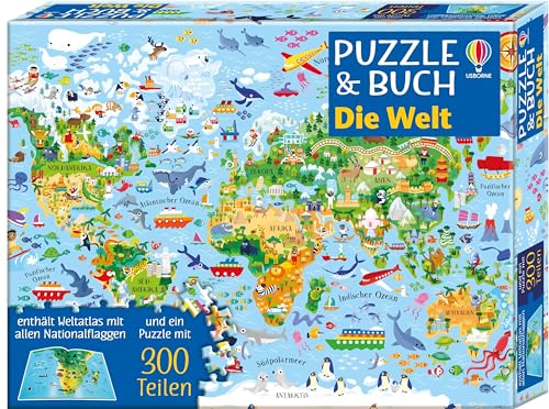 Puzzle und Buch: Die Welt: 300-teiliges Puzzle plus Begleitbuch - ab 7 Jahren von Usborne