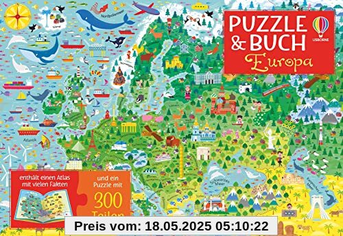 Puzzle & Buch: Europa: Puzzle mit 300 Teilen plus Atlas (Puzzle-und-Buch-Reihe)
