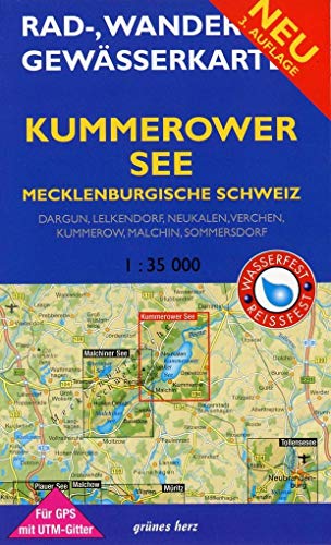 Rad-, Wander- und Gewässerkarte Kummerower See, Mecklenburgische Schweiz: Mit Dargun, Lelkendorf, Neukalen, Mit Verchen, Kummerow, Malchin, ... Rad-, Wander- und Gewässerkarten, 1:35.000)