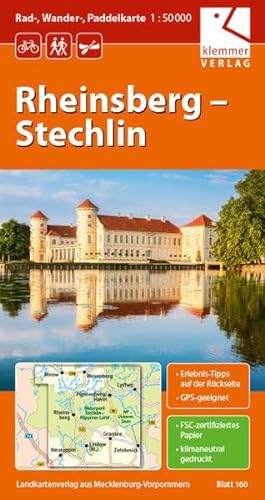 Rad-, Wander und Paddelkarte Rheinsberg - Stechlin: Maßstab 1:50.000, GPS geeignet, Erlebnis-Tipps auf der Rückseite