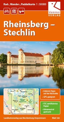 Rad-, Wander und Paddelkarte Rheinsberg - Stechlin: Maßstab 1:50.000, GPS geeignet, Erlebnis-Tipps auf der Rückseite