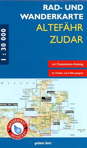 Rad- und Wanderkarte Altefähr - Zudar: (wasser- und reißfest) von grünes herz
