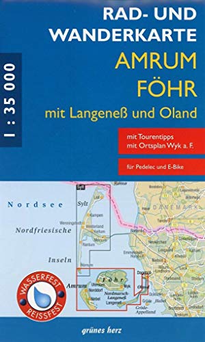 Rad- und Wanderkarte Amrum, Föhr mit Langeneß und Oland