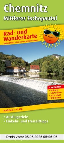 Rad- und Wanderkarte Chemnitz, Mittleres Zschopautal: Mit Ausflugszielen, Einkehr- & Freizeittipps, wetterfest, reißfest, abwischbar, GPS-genau. 1:50000