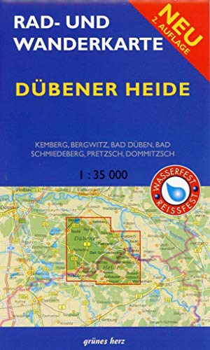 Rad- und Wanderkarte Dübener Heide: Maßstab 1:35.000. Wasser- und reißfest.