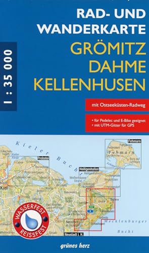 Rad- und Wanderkarte Grömitz, Dahme, Kellenhusen: Maßstab 1:35.000. Wasser- und reißfest. von grünes herz