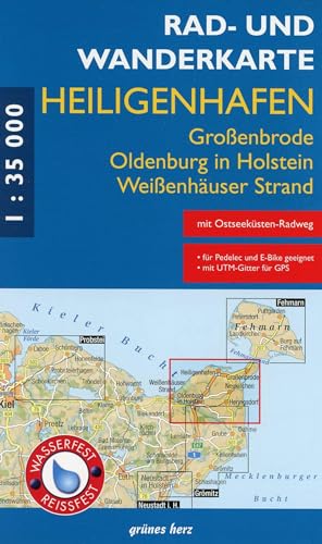 Rad- und Wanderkarte Heiligenhafen, Oldenburg in Holstein, Großenbrode: Maßstab 1:35.000. Wasser- und reißfest.