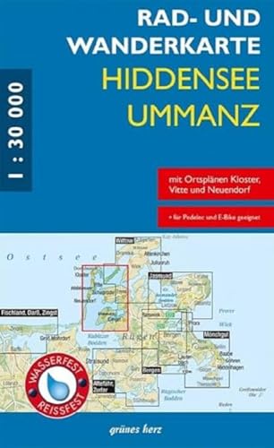 Rad- und Wanderkarte Hiddensee, Ummanz: Mit Ortsplänen von Vitte, Neuendorf, Kloster. Maßstab 1:30.000. Wasser- und reißfest. Rad- und Wanderkarte Hiddensee, Ummanz: Mit Ortsplänen von Vitte, Neuendorf, Kloster. Maßstab 1:30.000. Wasser- und reißfest. von grünes herz