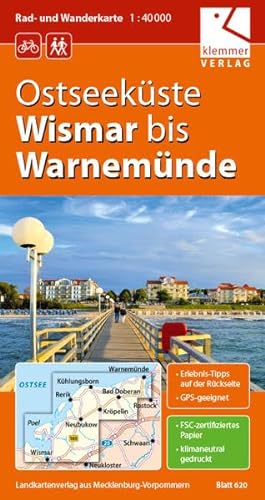 Rad- und Wanderkarte Ostseeküste Wismar bis Warnemünde: Maßstab 1:40.000, GPS geeignet, Erlebnis-Tipps auf der Rückseite