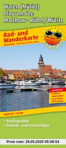 Rad- und Wanderkarte Waren (Müritz), Plau am See, Malchow, Röbel /Müritz: Mit Ausflugszielen, Einkehr- & Freizeittipps, reissfest, wetterfest, ... Einkehr- & Freizeittipps, GPS-genau