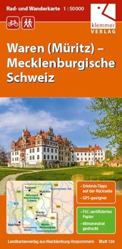 Rad- und Wanderkarte Waren (Müritz) - Mecklenburgische Schweiz: Maßstab 1:50000, GPS-geeignet, Erlebnis-Tipps auf der Rückseite