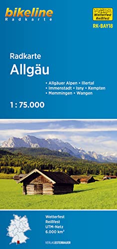 Radkarte Allgäu (RK-BAY18): Allgäuer Alpen – Illertal – Immenstadt – Isny – Kempten – Memmingen – Wangen. 1:75.000, wetterfest/reißfest, GPS-tauglich mit UTM-Netz (Bikeline Radkarte) von Esterbauer GmbH