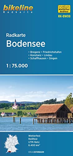 Radkarte Bodensee (RK-BW08): Bregenz – Friedrichshafen – Konstanz – Lindau – Schaffhausen – Singen, 1:75.000, wetterfest/reißfest, GPS-tauglich mit UTM-Netz (Bikeline Radkarte)