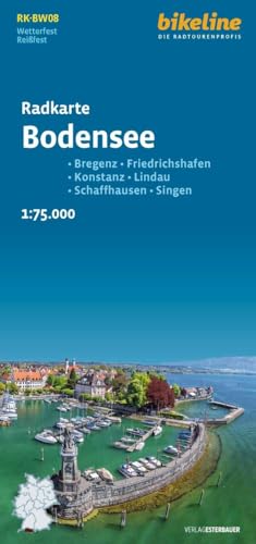 Radkarte Bodensee (RK-BW08): Bregenz – Friedrichshafen – Konstanz – Lindau – Schaffhausen – Singen, 1:75.000, wetterfest/reißfest, GPS-tauglich mit UTM-Netz (Bikeline Radkarte) von Esterbauer