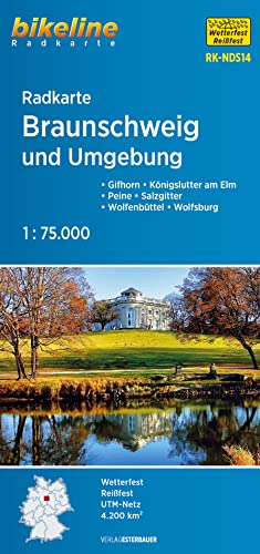 Radkarte Braunschweig und Umgebung 1 : 75.000: Gifhorn - Königslutter am Elm - Peine - Salzgitter - Wolfenbüttel - Wolfsburg von Esterbauer GmbH