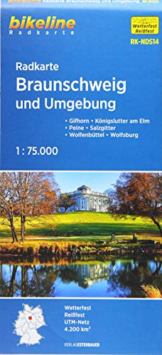Radkarte Braunschweig und Umgebung 1 : 75.000: Gifhorn - Königslutter am Elm - Peine - Salzgitter - Wolfenbüttel - Wolfsburg