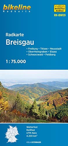 Radkarte Breisgau (RK-BW09): Freiburg, Titisee-Neustadt, Oberrheingraben, Elsass, Schwarzwald, Feldberg, 1:75.000, wetterfest/reißfest, GPS-tauglich mit UTM-Netz (Bikeline Radkarte)