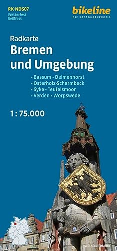 Radkarte Bremen und Umgebung (RK-NDS07): Bassum – Delmenhorst – Osterholz-Scharmbeck – Syke – Teufelsmoor – Verden – Worpswede (Bikeline Radkarte)