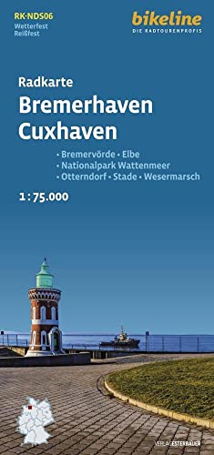 Radkarte Bremerhaven Cuxhaven (RK-NDS06): Bad Bederkesa, Bremervörde, Nordholz, Otterndorf, Stade 1:75.000, wetterfest/reißfest, GPS-tauglich mit UTM-Netz (Bikeline Radkarte) von Esterbauer