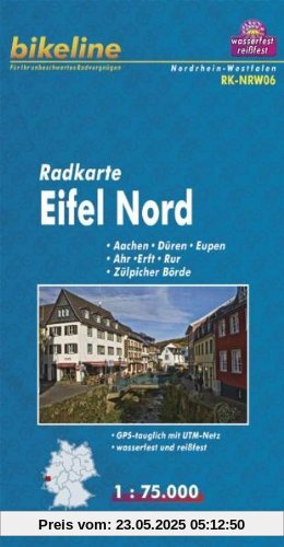 Radkarte Eifel Nord, Aachen, Köln, wasserfest und reißfest, GPS-tauglich mit UTM-Netz (Bikeline Radkarte)