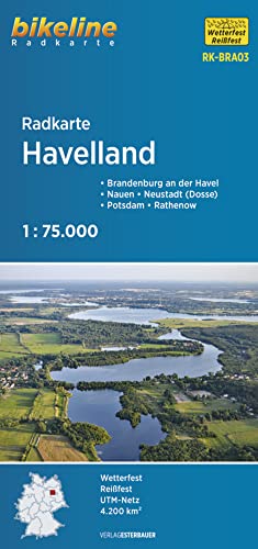 Radkarte Havelland (RK-BRA03): Brandenburg an der Havel – Nauen – Neustadt (Dosse) – Potsdam – Rathenow, 1:75.000, wetterfest/reißfest, GPS-tauglich mit UTM-Netz (Bikeline Radkarte)
