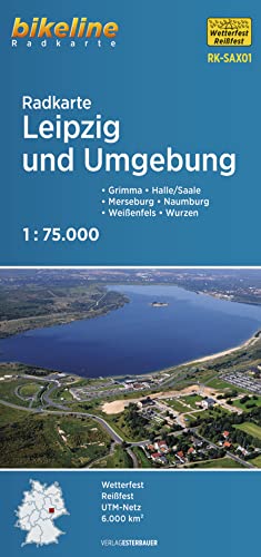 Radkarte Leipzig und Umgebung (RK-SAX01): Grimma, Halle/Saale, Merseburg, Naumburg, Weißenfels, Wurzen; 1:75.000, wetterfest/reißfest, GPS-tauglich mit UTM-Netz 1:75.000 (Bikeline Radkarte)