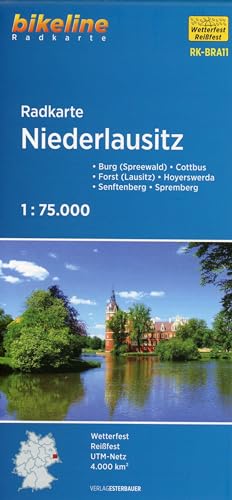 Radkarte Niederlausitz (RK-BRA11): Burg (Spreewald) – Cottbus – Forst (Lausitz) – Hoyerswerda – Senftenberg – Spremberg, 1:75.000, wetterfest/reißfest, GPS-tauglich mit UTM-Netz (Bikeline Radkarte) von Esterbauer GmbH