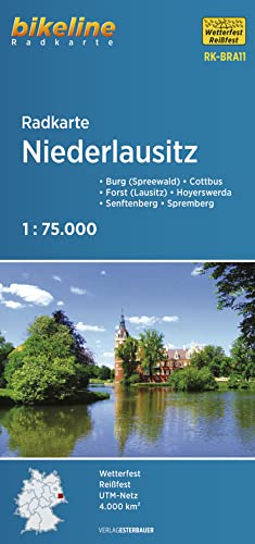 Radkarte Niederlausitz (RK-BRA11): Burg (Spreewald) – Cottbus – Forst (Lausitz) – Hoyerswerda – Senftenberg – Spremberg, 1:75.000, wetterfest/reißfest, GPS-tauglich mit UTM-Netz (Bikeline Radkarte) von Esterbauer GmbH