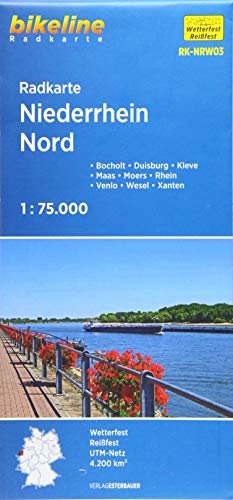 Radkarte Niederrhein Nord (RK-NRW03): Bocholt – Duisburg – Wesel – Kleve – Moers – Xanten – Maas – Rhein – Lippe (Bikeline Radkarte) von Esterbauer GmbH