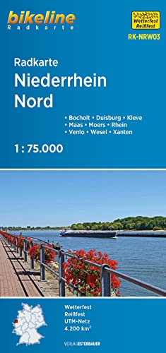 Radkarte Niederrhein Nord (RK-NRW03): Bocholt – Duisburg – Wesel – Kleve – Moers – Xanten – Maas – Rhein – Lippe (Bikeline Radkarte) von Esterbauer GmbH