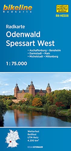 Radkarte Odenwald Spessart West (RK-HES08): Aschaffenburg, Bensheim, Darmstadt, Michelstadt, Miltenberg 1:75.000 (Bikeline Radkarte) von Esterbauer GmbH