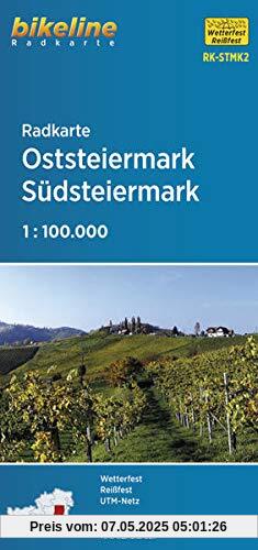 Radkarte Oststeiermark, Südsteiermark: Bruck an der Mur – Graz – Leoben – Thermen- & Vulkanland Steiermark – Weinland Steiermark, 1:100.000, ... GPS-tauglich mit UTM-Netz (Bikeline Radkarte)